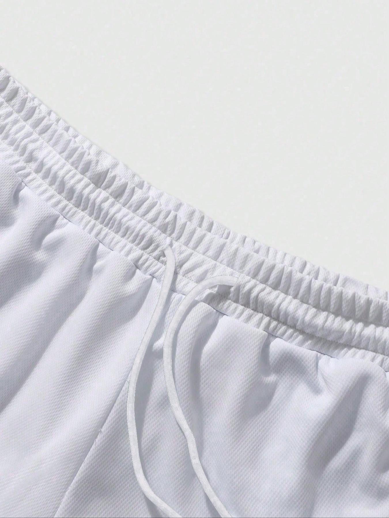 Men's Graphic Print Two-Piece Set, Stylish Hooded Sleeveless Vest and Drawstring Pocket Shorts, Summer Casual Wear for Sports and Daily Use