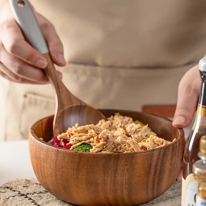 Teak Wood Bowl - Handmade Natural Grain, Food Grade Oil Coating, Eco-Friendly Tableware, Salad/rice/soup Bowls, Salad Serving Bowls