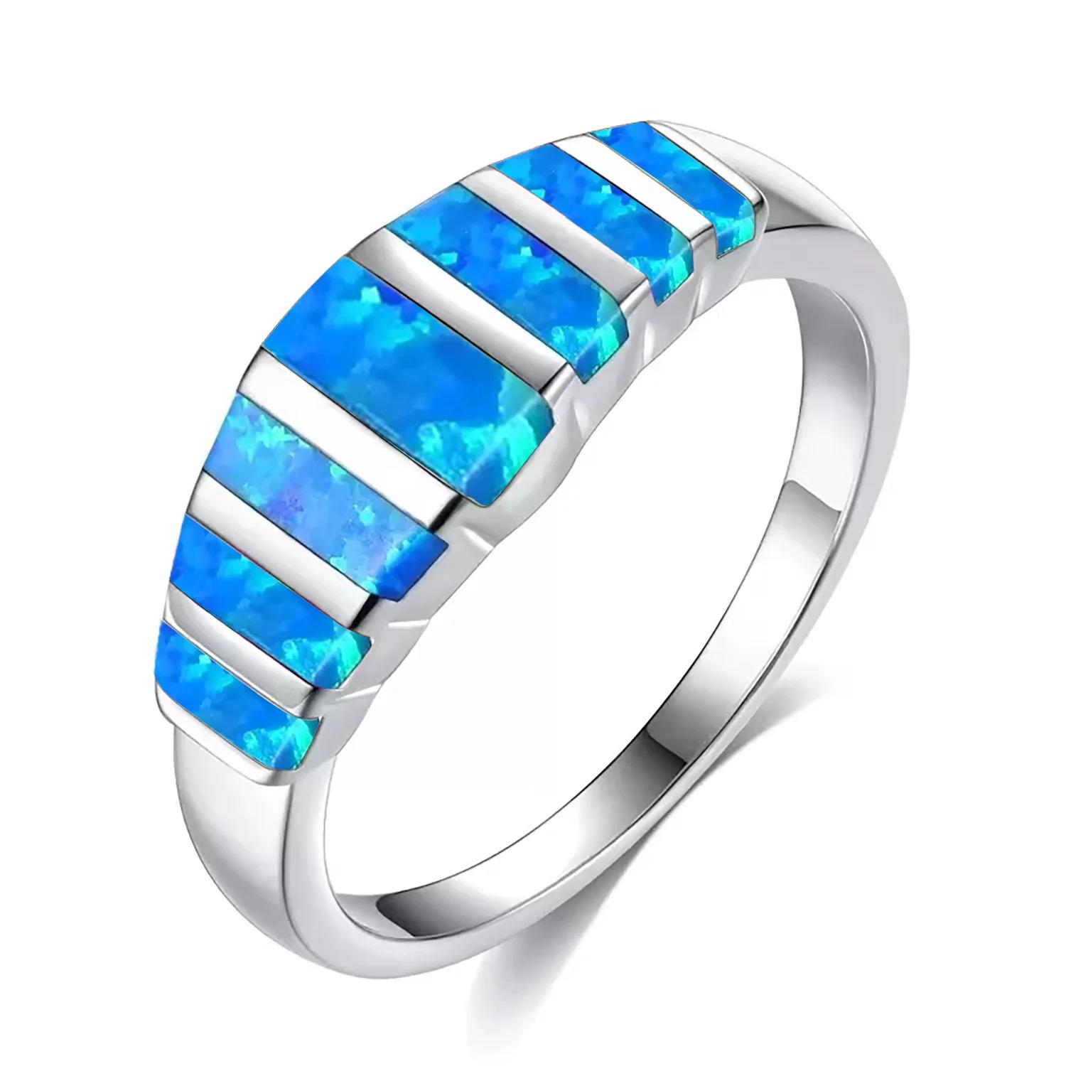 Boho Stackable Statement Ring Unique Colorful Jewelry,Colorful Fire Opal Wedding Ring for Women Fashionable Jewelry Gift