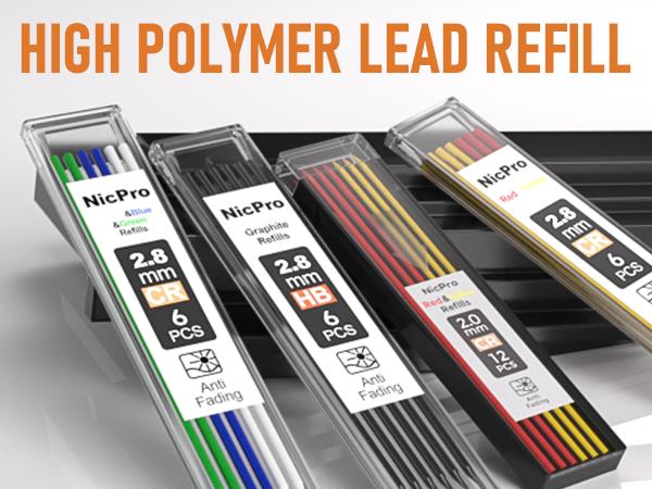 Nicpro 28 Pack Carpenter Pencil Set with Sharpener, Mechanical Carpenter Pencils with 127pack Refills and Carbide Scribe Tool, Heavy Duty Construction Pencils for Architect Woodworking-with Canvas Case, Carpentry