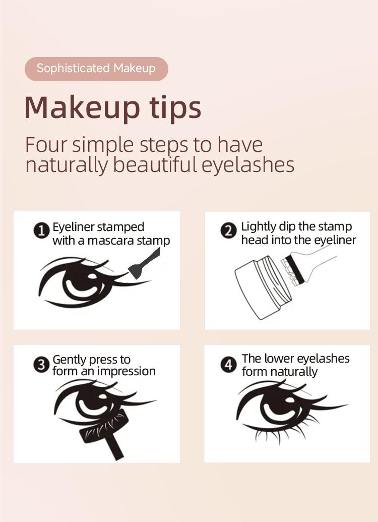 2-In-1 Dual-Head False Lash Stamp Makeup Tool Set, Quick-Dry Long-Lasting Portable, Sweat-Resistant, Multiple Styles and Colors, Essential for Beginners