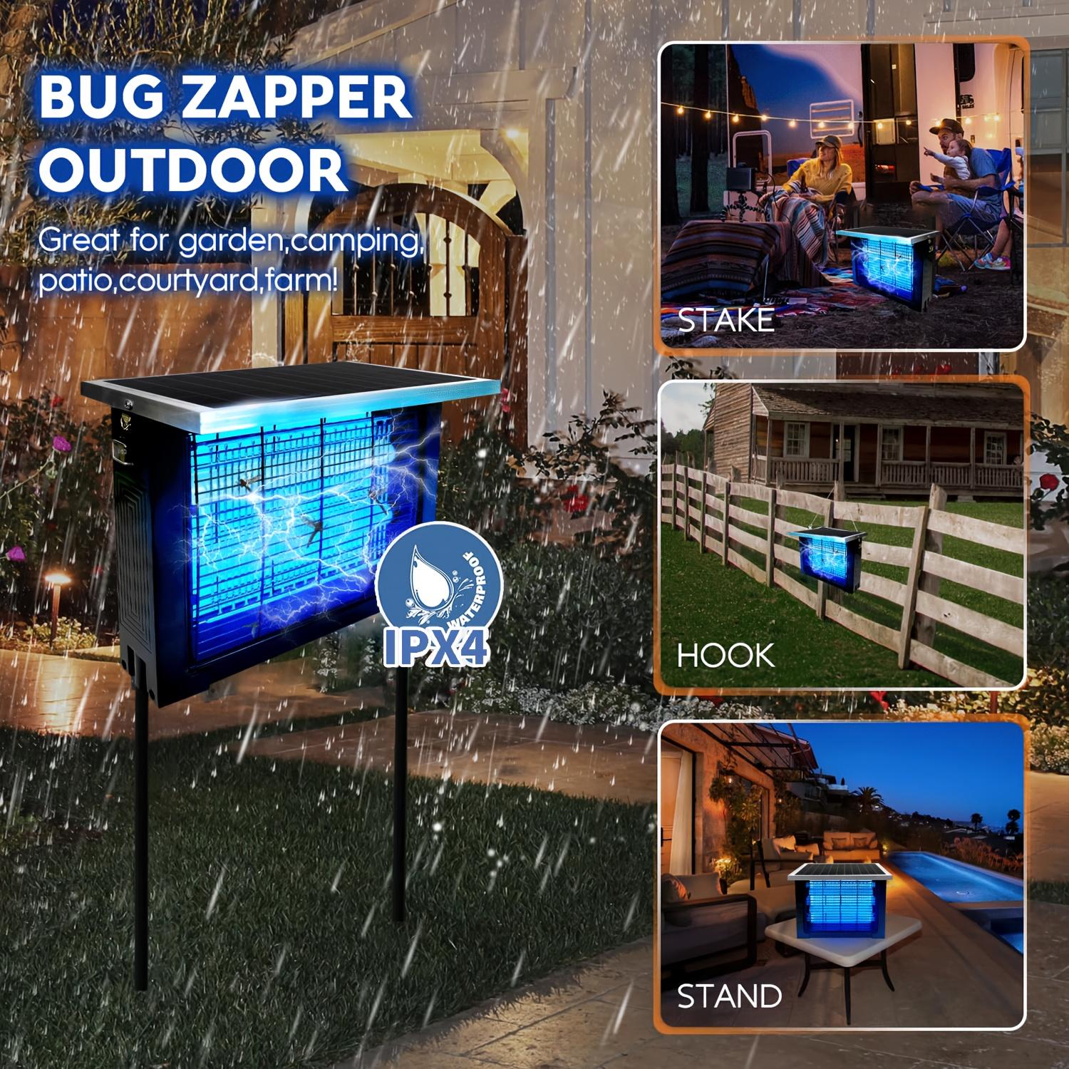 Solar Bug Zapper Outdoor for 2000 sq.ft Portable Rechargeable Mosquito Zapper with High Powered LED Light