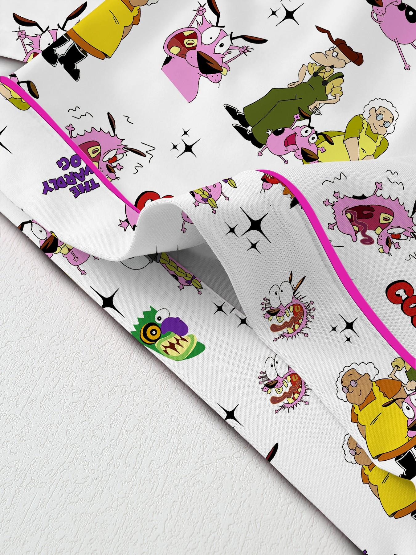 Courage the Cowardly Dog Cartoon Pajama Set, Loose-Fitting Short Sleeve Sleepwear, Comfortable Wear-Outside Pajamas, Perfect Gift