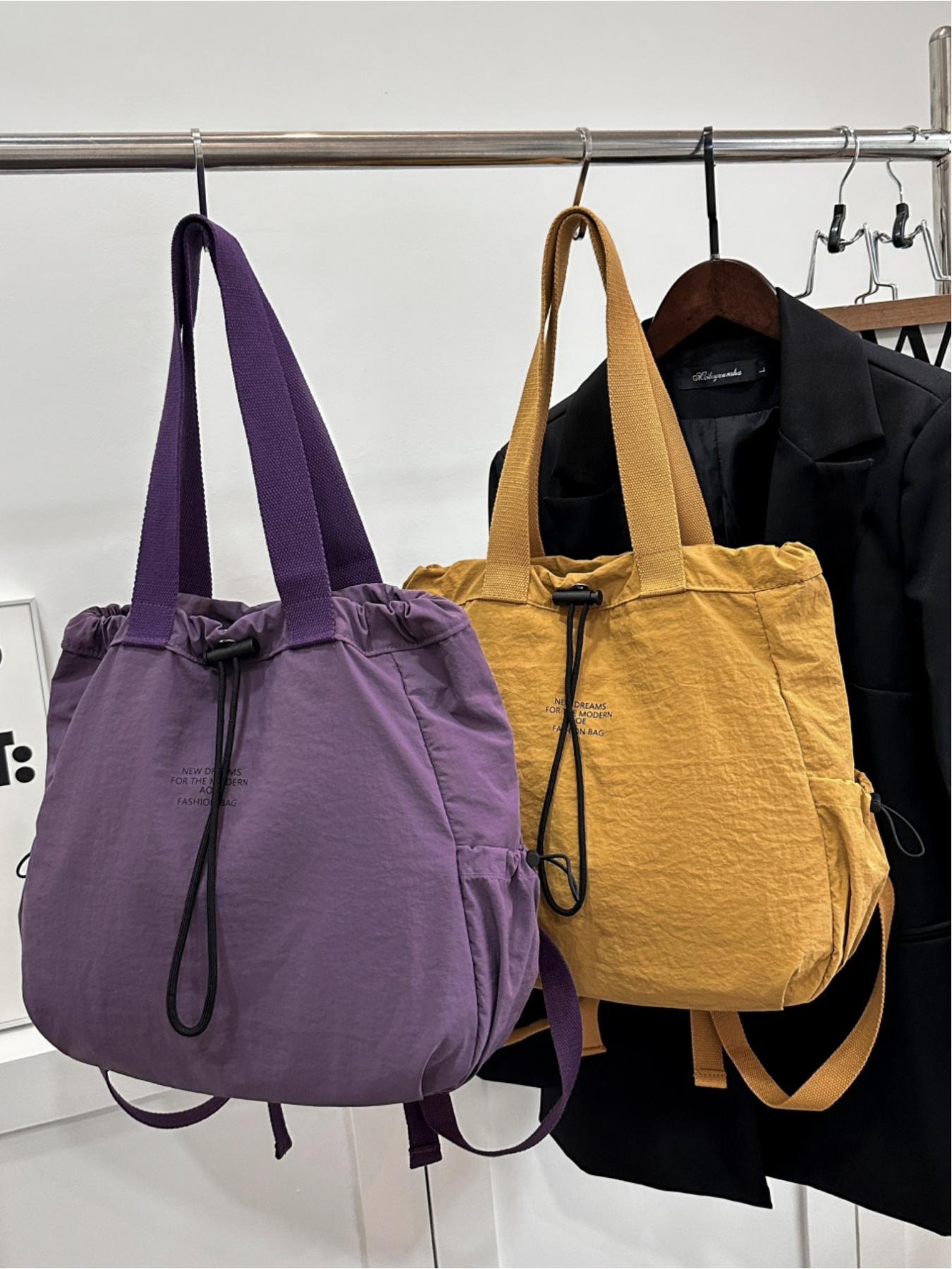 Multifunctional 3-way drawstring bag, lightweight canvas, large capacity, can be used as a backpack, shoulder bag, handbag, Sling backpack, versatile in multiple colors, suitable for commuting, casual wear, and everyday use, ideal for school, work