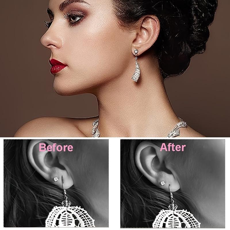 100pcs/10sheets 200pcs/20sheets Transparent Invisible Earlobe Protector for Women's Ear Piercing, Anti-enlargement Ear Sticker, Earlobe Support Patch for Strengthening Earring Support & Preventing Stretching