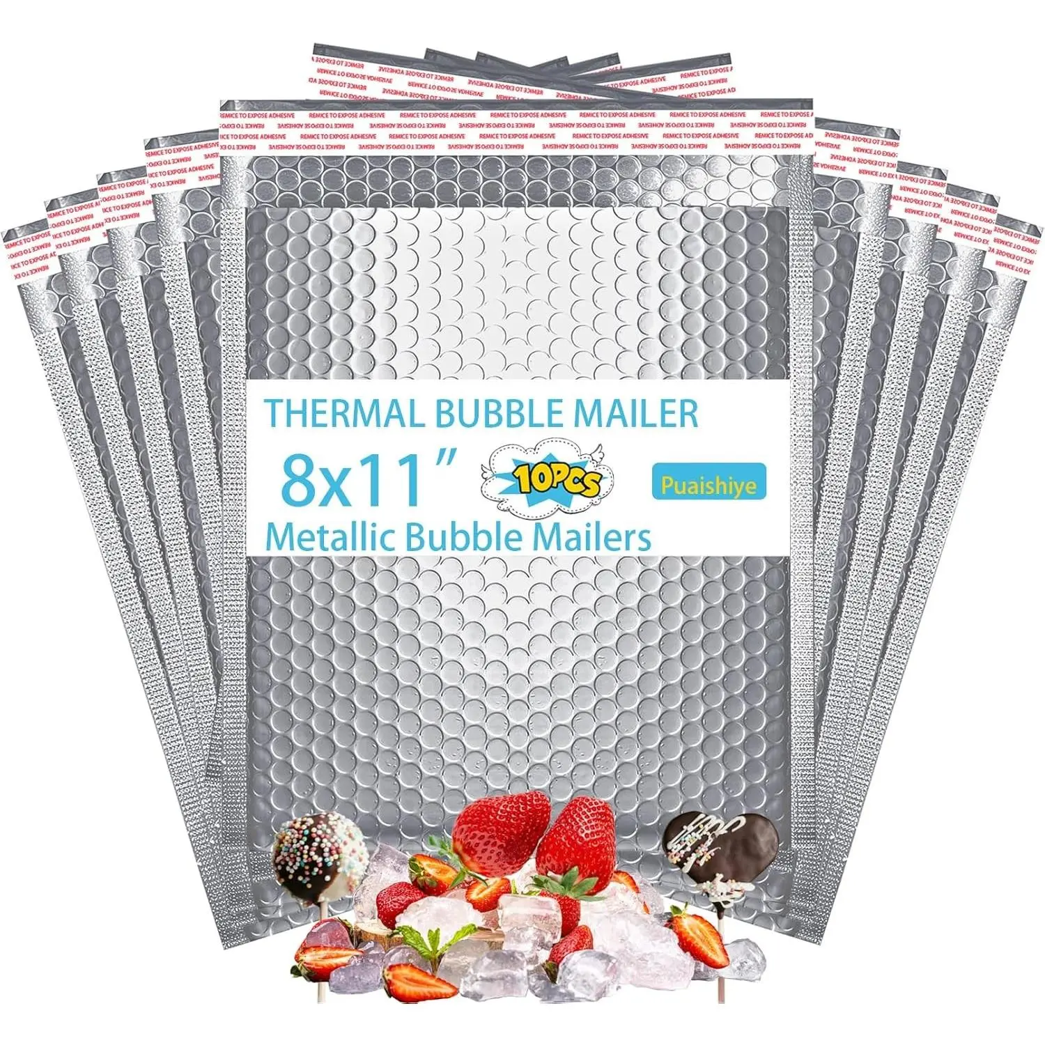 10-Pack 8x11 Inch Insulated Shipping Mailers, Waterproof Durable Self-Seal Envelopes for Food, Cosmetics, Health Products, Tamper-Proof Cold Packaging Single-Use