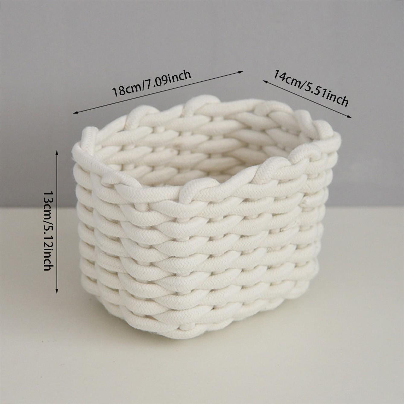 Handmade Polyester Storage Basket Stackable Cosmetic Organizer, Durable Design for Bedroom Living Room Vanity Decor, High-Quality Home Organization, Decorative Appeal