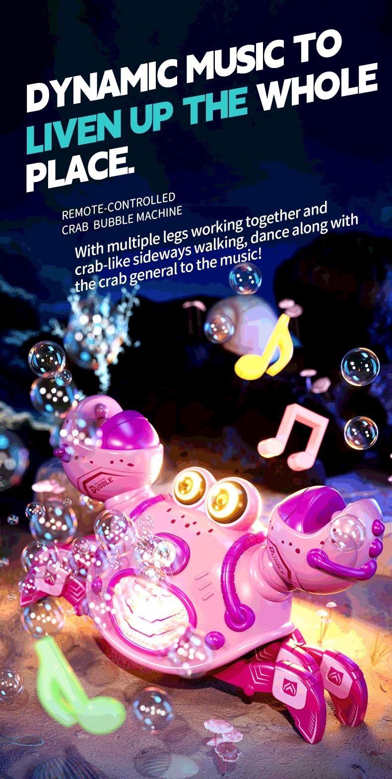 2.4g Remote Control Crab Toy with Music, 360 Degree Rotation, Interactive Bubble Toy, Colorful Lights, Birthday Gift for Kids Ages 8-10