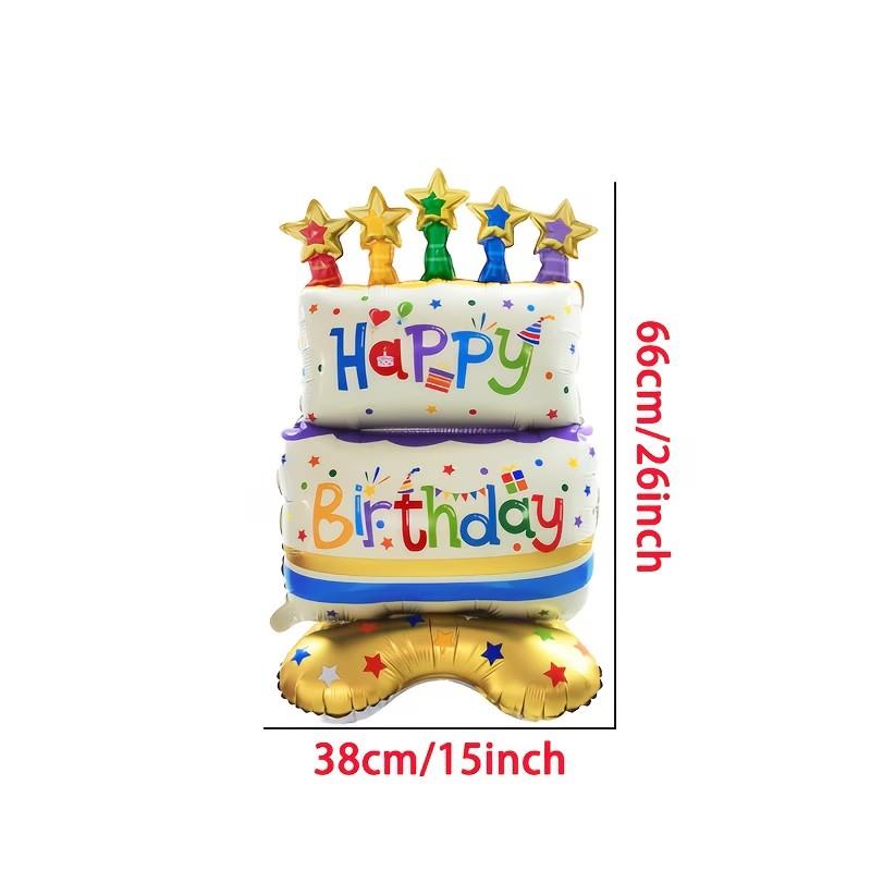 Standing 38 Inch Birthday Cake Shaped Balloon, Party Atmosphere Decoration, Event Gift Prop, Indoor Outdoor Room Decor