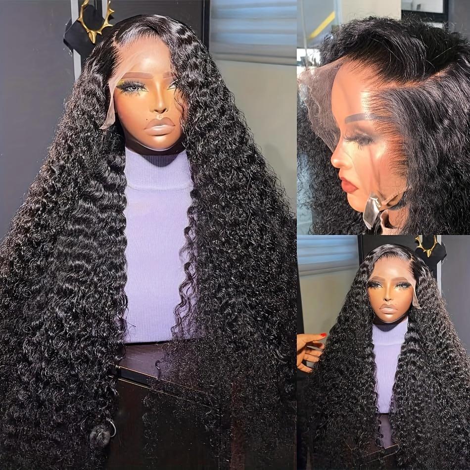 Bling Hair Kinky Curly Lace Front Wig 13x6 HD Transparent Deep Curly Human Hair with Natural Color 180% Density for Women