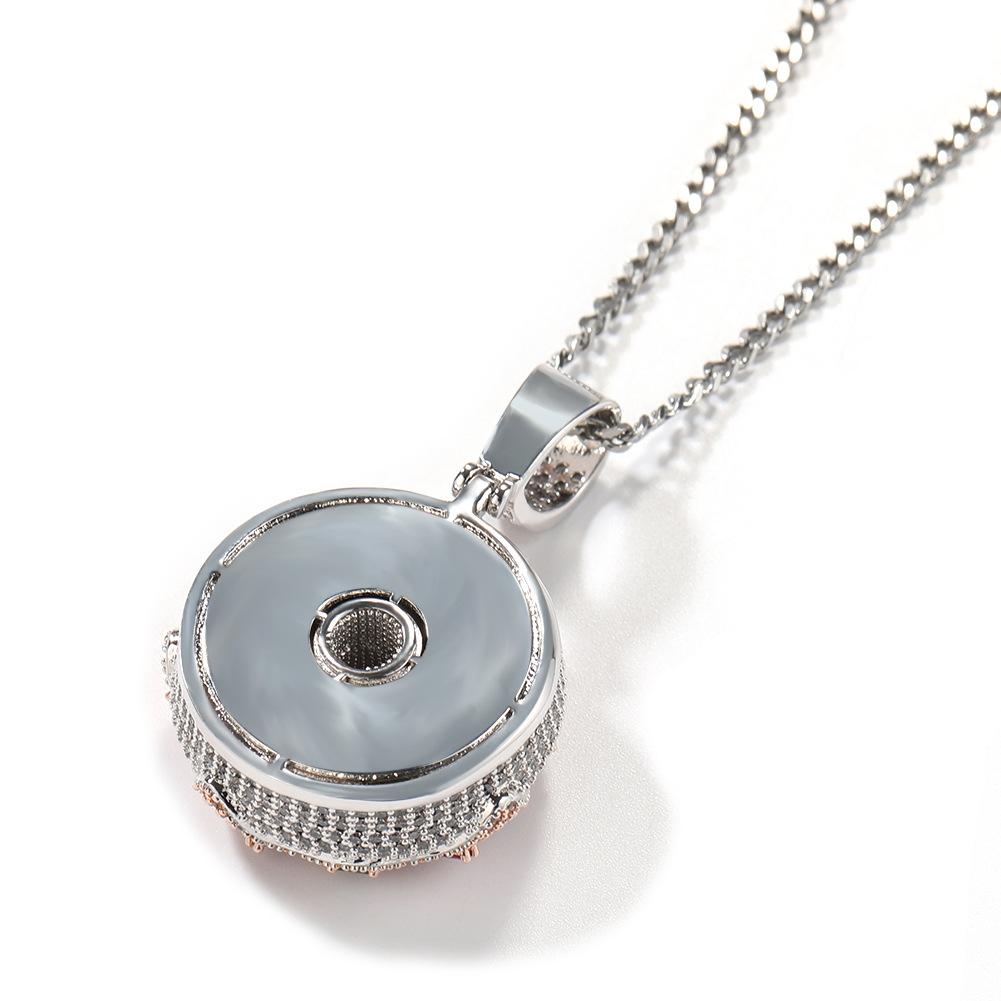 Loveden Hip Hop Iced Out Colorful Donut Pendant Necklace, Full Micro Pave Cubic Zirconia Donut Charm, Trendy Brand Quirky Streetwear Jewelry, Unique Fun Fashion Accessory, Unisex Statement Ornament for Men Women, Ideal for Daily Outfits, Club Party & Casu