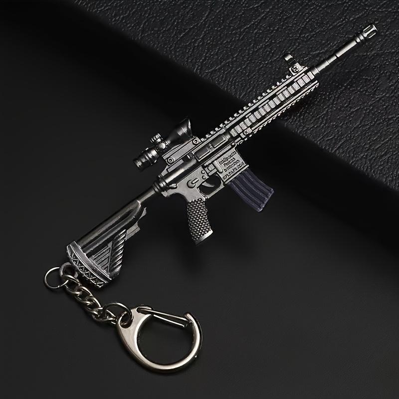 Anime Gun Keychain Set - Alloy mini metal weapon model, perfect for bag and table decoration, ideal birthday, holiday gifts, battlefield veteran decorations, miniature landscape decoration, game gun model, gun accessories suitable for gamers
