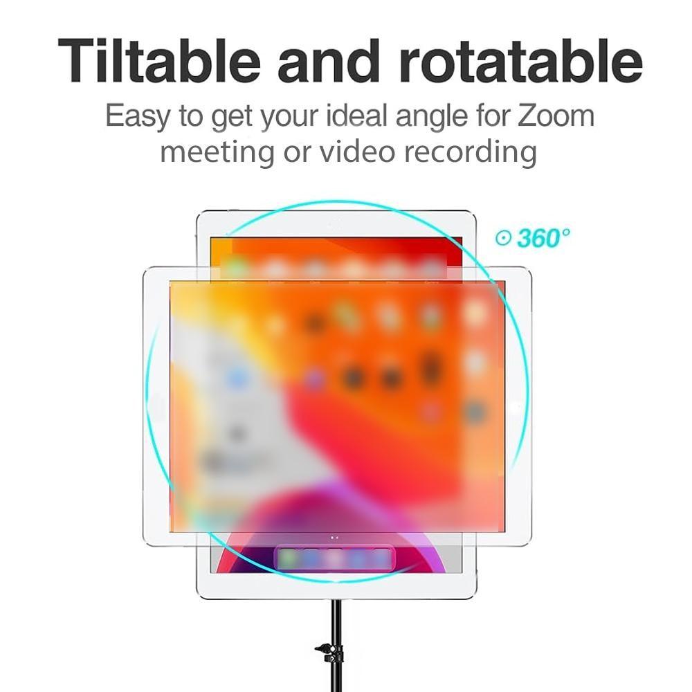 Adjustable 55cm Tablet Stand, Tablet Mount, Adjustable Height Phone Holder for iPhone & Tablets, 360° Rotation, Three-Axis Movement, Live Streaming, Tripod Base, Multi-Functional Device Stand
