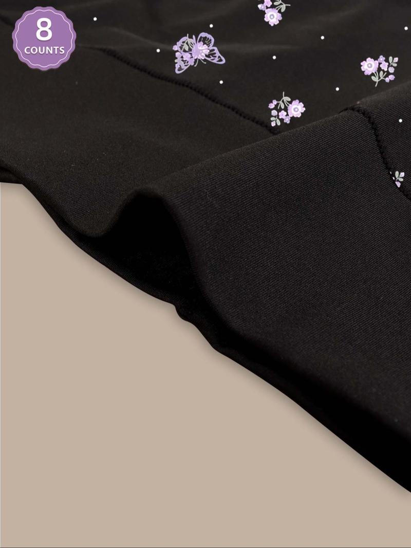 Women's Butterfly & Letter  Print High Waist Panty, Soft Comfy Breathable Knicker for Daily Wear, Underwear for Women