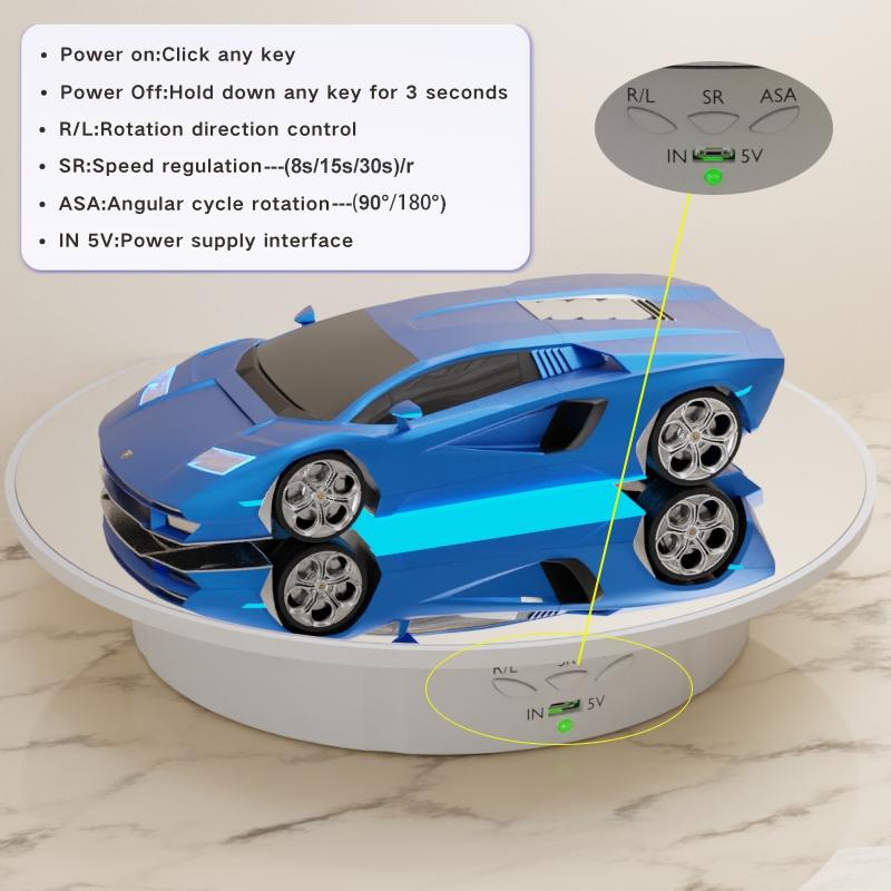Rotating display stand Electric turntable display table smooth mirror jewelry display hand model live shooting speed rotating table bright glass mirror, Display Riser, Adjustable Standing Shelf
