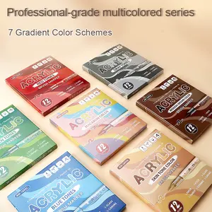 7-Pack 12-Color Liquid Gradient Acrylic Markers Set, Anime Hand-Drawn Style, Stacking Colors, Smooth Ink Flow, Ideal for Illustrators Students, Art Pen, Acrylic Paint Markers, Acrylic Marker Pens