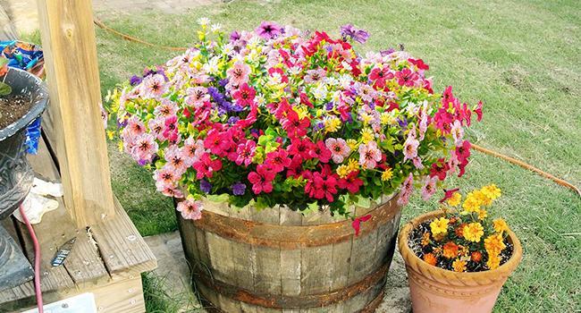 Artificial Flowers for Outdoors, 12 Bundles Fake Outdoor Flowers Faux Plants, UV Resistant Artificial Plants & Flowers for Decoration, Outdoor Fake Flowers for Porch Garden Decor