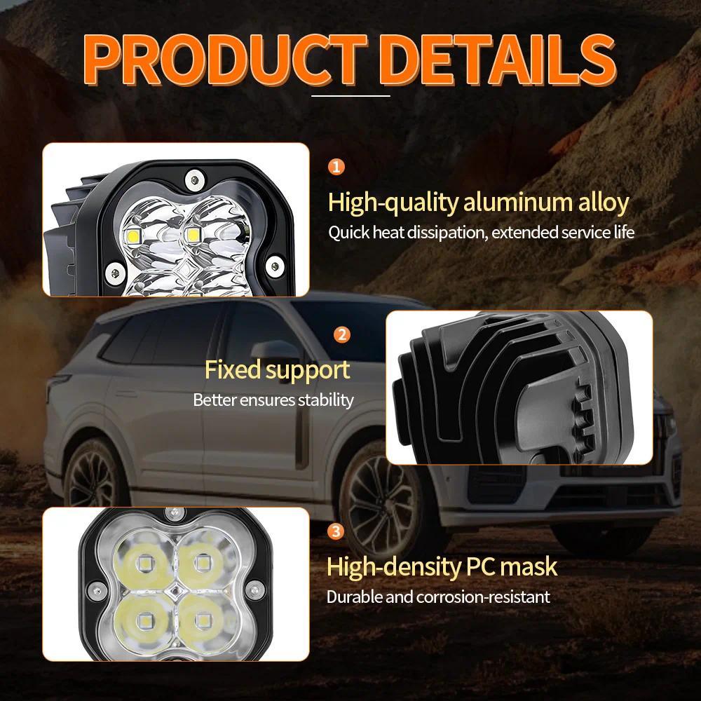 3 inch LED Pod Light Motor Spotlight for Off road lada Halo RGB Yellow Fog lamp 4x4 Driving light Flash 12V 24V
