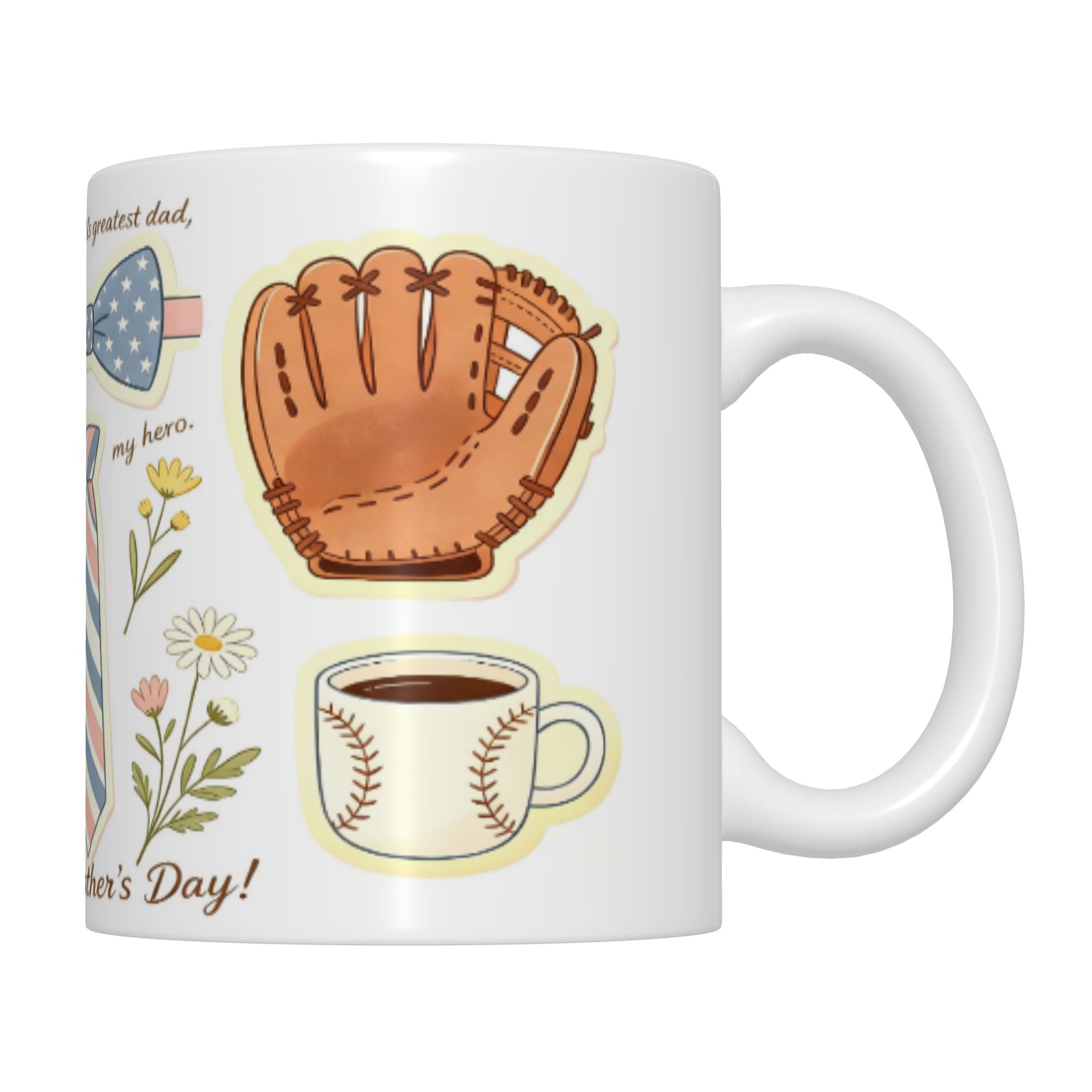 Father's Day Personalized Printed  Unique Pattern Ceramic Coffee Cup for Birthday Gift Office Use Heat Resistant Easy to Clean 11oz  Set mug