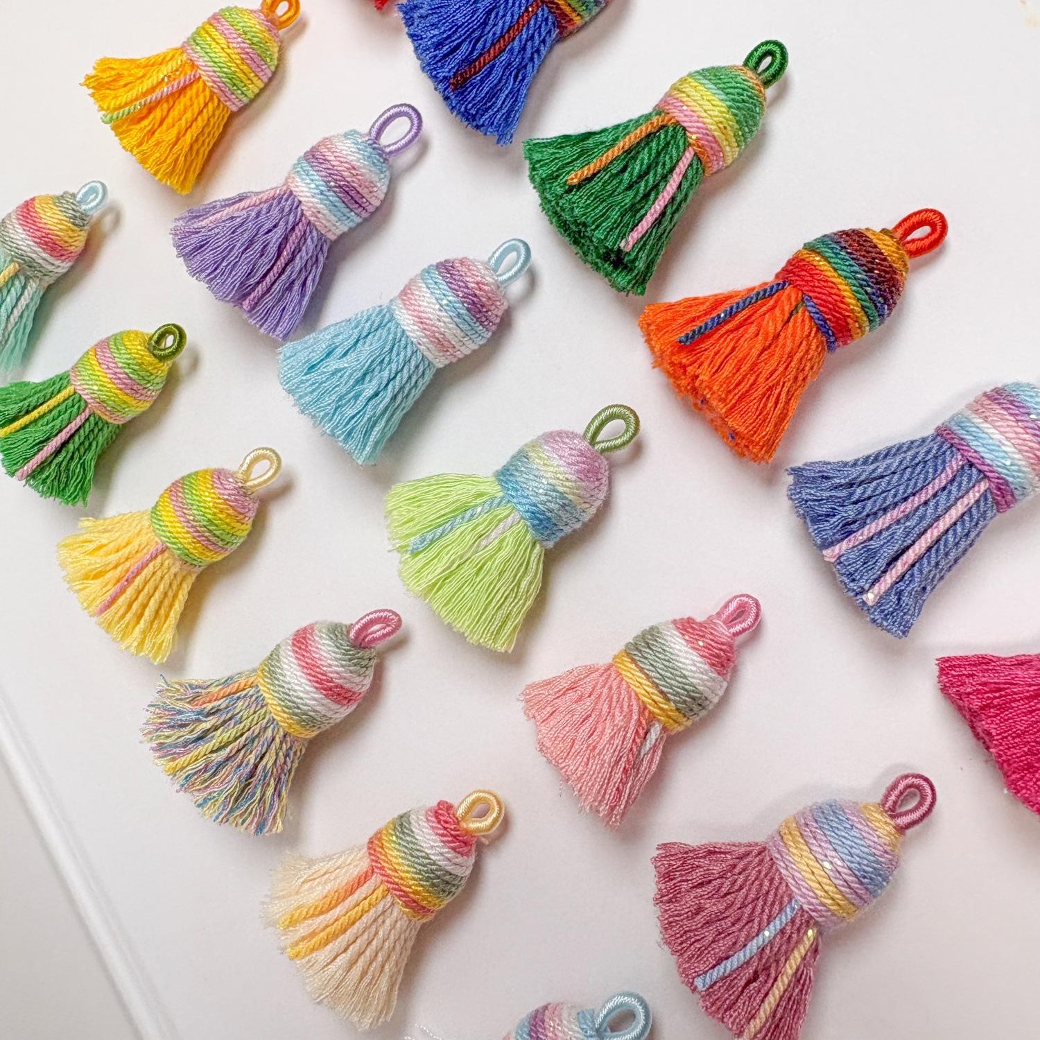 Starry Sky Gradient Tibetan Style Cotton Thread Tassel Pendant/Accessory/Bracelet DIY Semi-finished Jewelry Making Accessories Charms