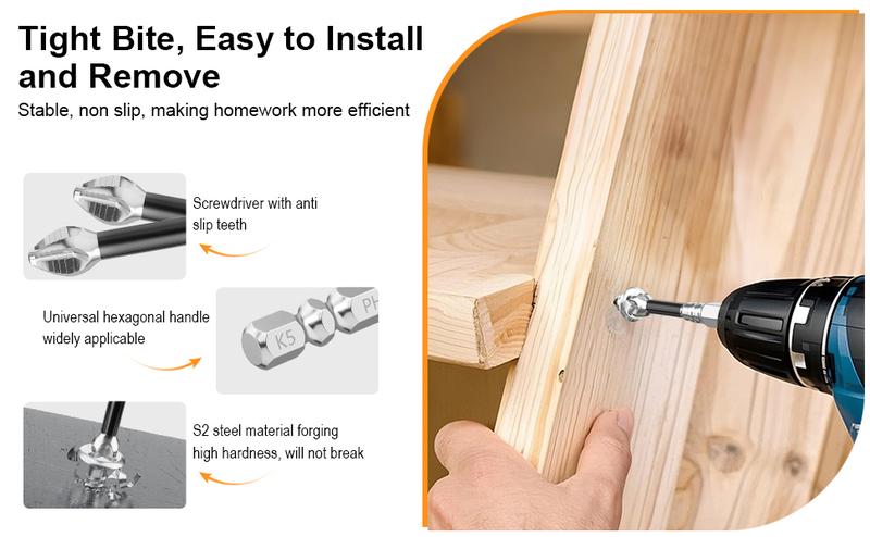 ADESKE Magnetic Screwdriver Bit Set – 9PCS Electric Drill Bits for Repair Use (25–150mm)