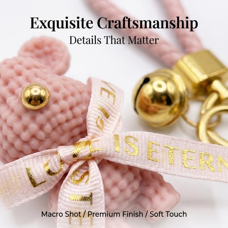 Creative cartoon girl-themed wool teddy bear keychain for couples, car bag pendant, small hanging piece, fashionable gift