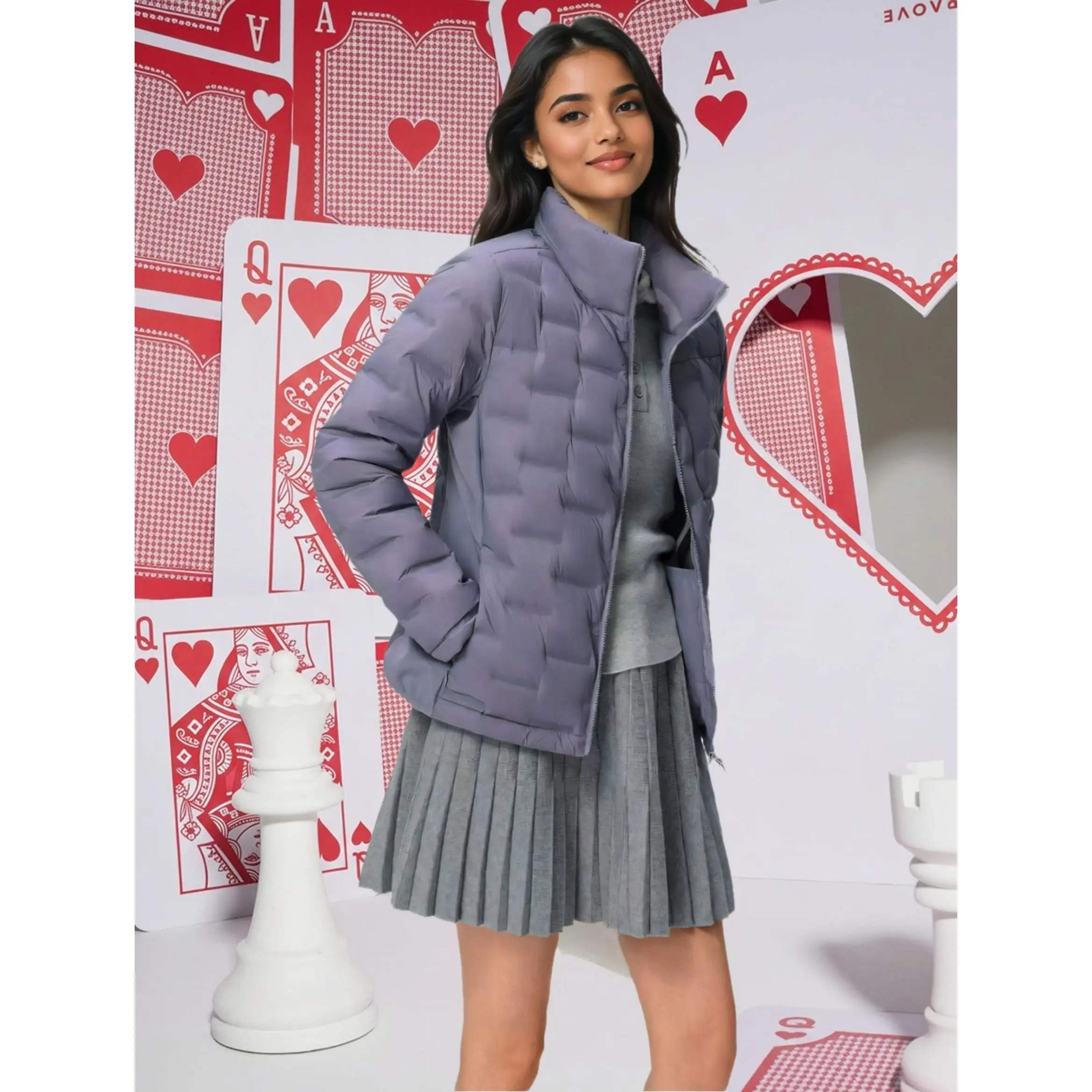 New Women's White Duck Down Jacket with Taped Stand Collar, Lightweight and Versatile Warm Coat