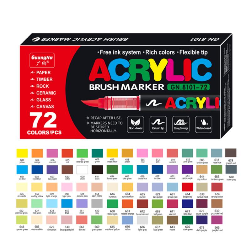 Acrylic Paint Markers Set,Soft Brush Tip,Direct-Liquid Ink System, Paint Markers for Rock Painting, Fabric, Wood, Canvas, Plastic, Permanent,Washable,Quick-Drying,Waterproof, Coloring Graffiti Pen