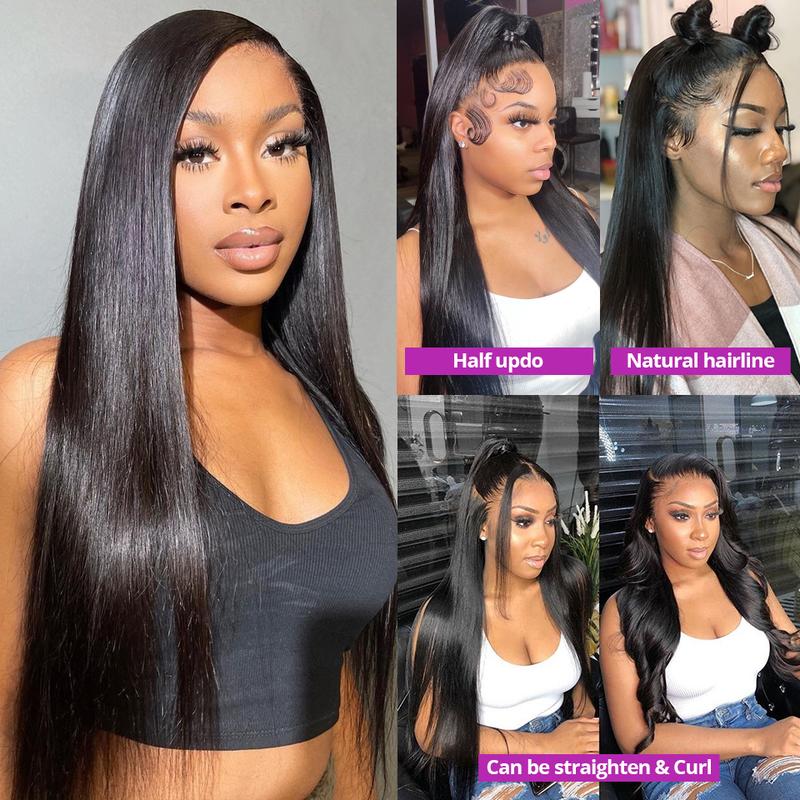 Bling Hair VIP 36 34 Inch 13X4 13X6 Straight HD Transparent Lace Front Wig Human Hair 360 Full Frontal Wigs for Women Brazilian Real Human Hair PrePlucked Natural Black Remy Hair 180% Density 4x4 Closure Wig #TikTokShopFallDealsForYou #FallFreshness