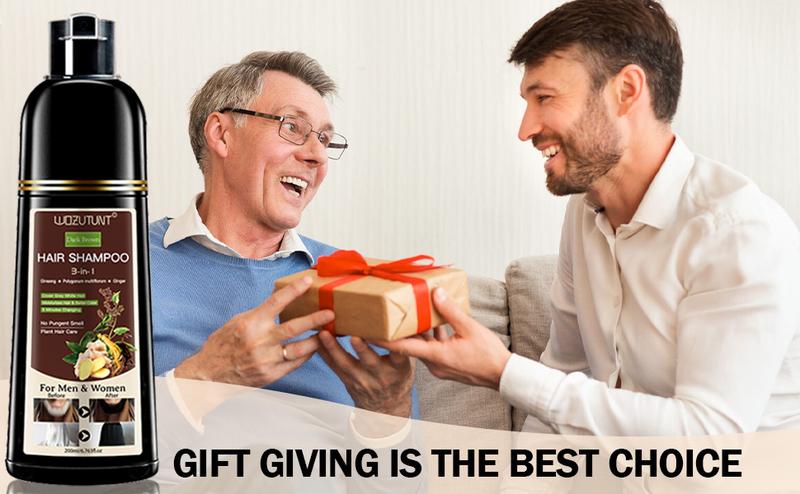 200ml 3-in-1 Gentle Dark Brown Hair Dye Shampoo Herbal Formula with Ginger Covers Gray Hair Natural Plant Hair Dye Shampoo Ginseng Haircare