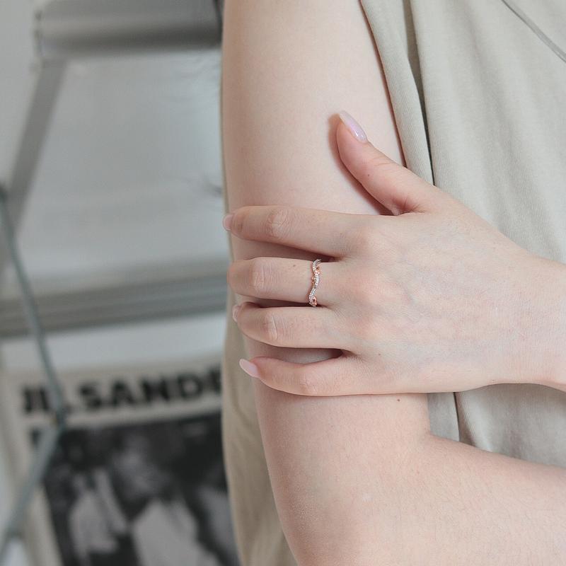 【#206 Eve】Stackable Couple Synthetic Moissanite Ring in 925 Sterling Silver