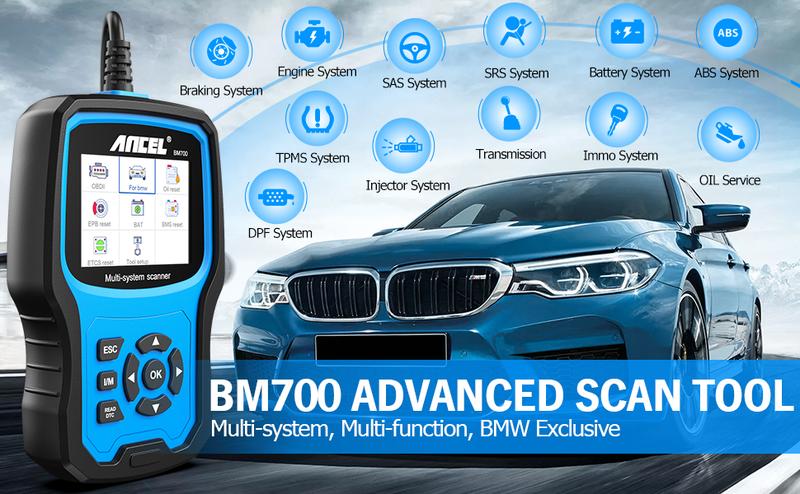 ANCEL BM700 OBD2 Scanner for BMW Mini Rolls-Royce, All System Diagnostic Scan Tool with EPB/Oil Reset, SAS Calibration, Battery Registration, Check Engine BMW Mini Code Reader, Lifetime Free Update
