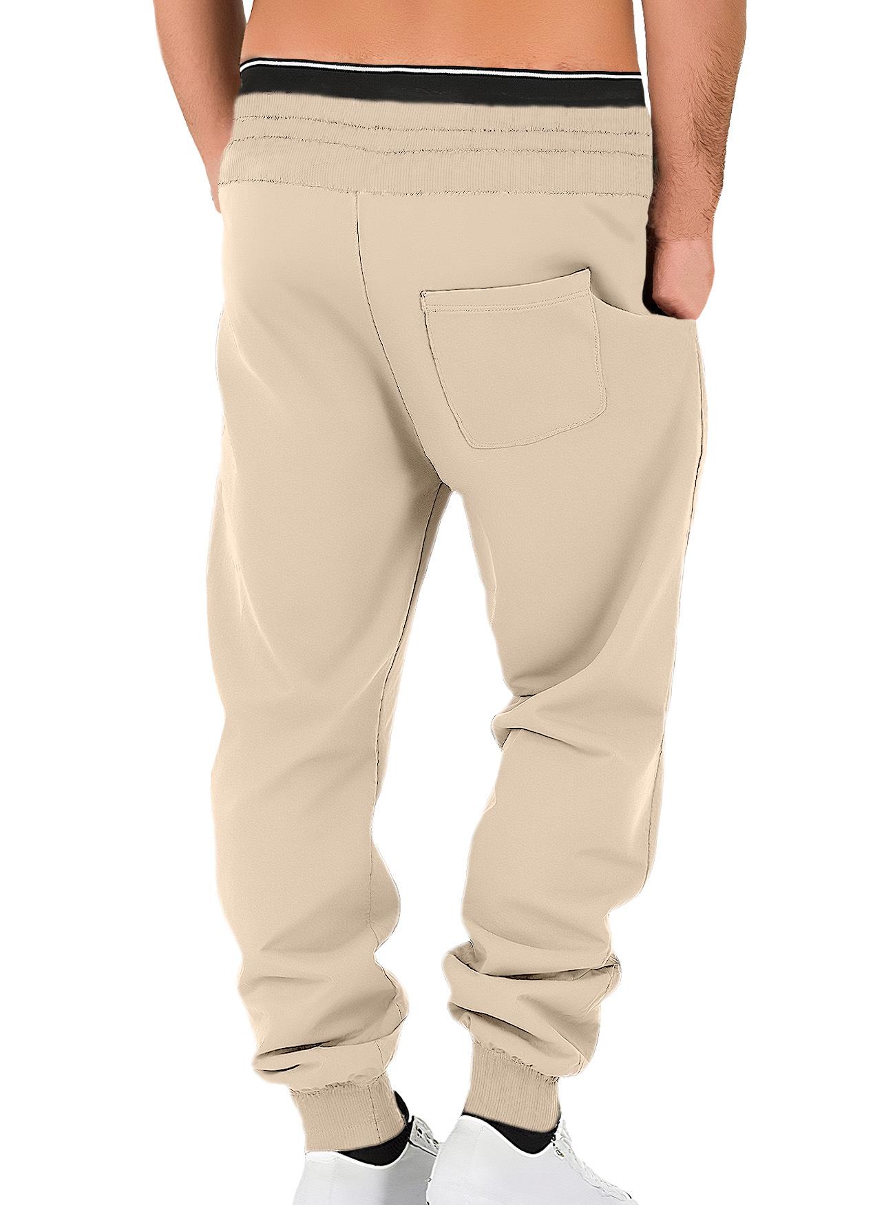 Men'S Solid Color Relaxed Stacked Sweatpants Cuffed Jogger Street Sports Casual Long Trousers