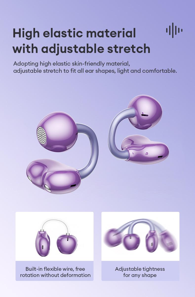 AOC ACD2544 Clip-On Wireless Headphones with 2025 Bluetooth 6.0 for Faster, Stable Connection & Low Power Use, Panoramic Stereo Sound, HD Audio, Ergonomic Design, Comfortable Fit, Life-Level Waterproof & Sweatproof