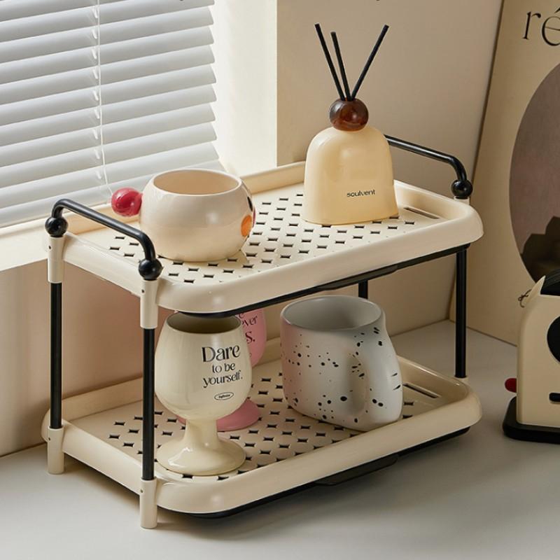 High Aesthetic Desktop Organizer, Multi-Layer Coffee Cup Holder, Kitchen & Living Room Storage Rack, Practical Drainage Shelf, Versatile Standing Shelf