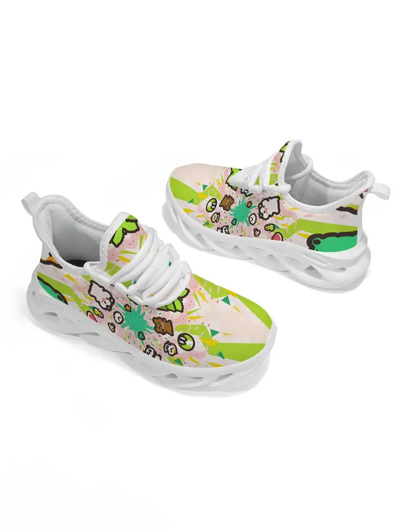 Cartoon Pattern Girls' Casual Training Shoes, Vibrant Art Style, Unique Print, Breathable Design, Comfortable and Lightweight, Casual Athletic Trainers, Perfect for School and Play