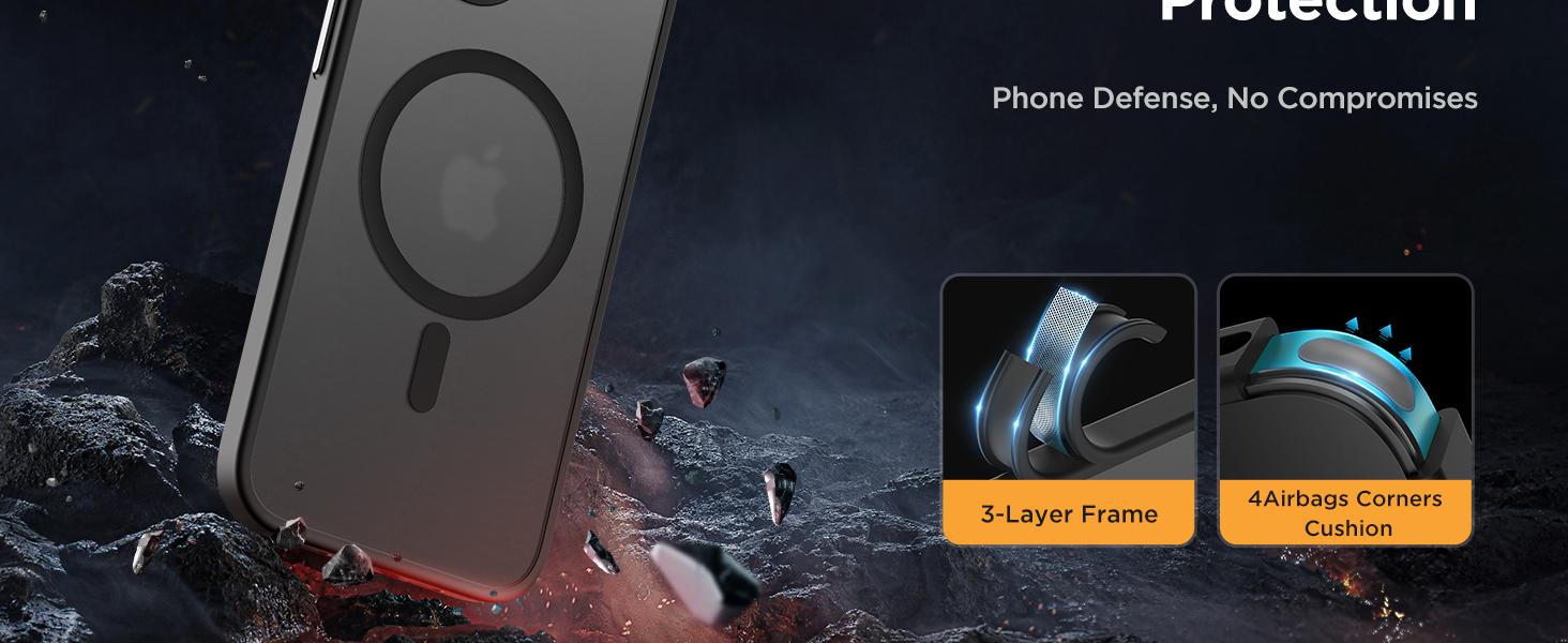 Miracase for Cellphone Case [Compatible with MagSafe] [with 2X Screen Protectors] Military-Grade Protection, Anti-Fingerprint, Slim Design Phone Case  Durable  Protective Cover Smartphone Shockproof Casing phone cases promax 15 pro