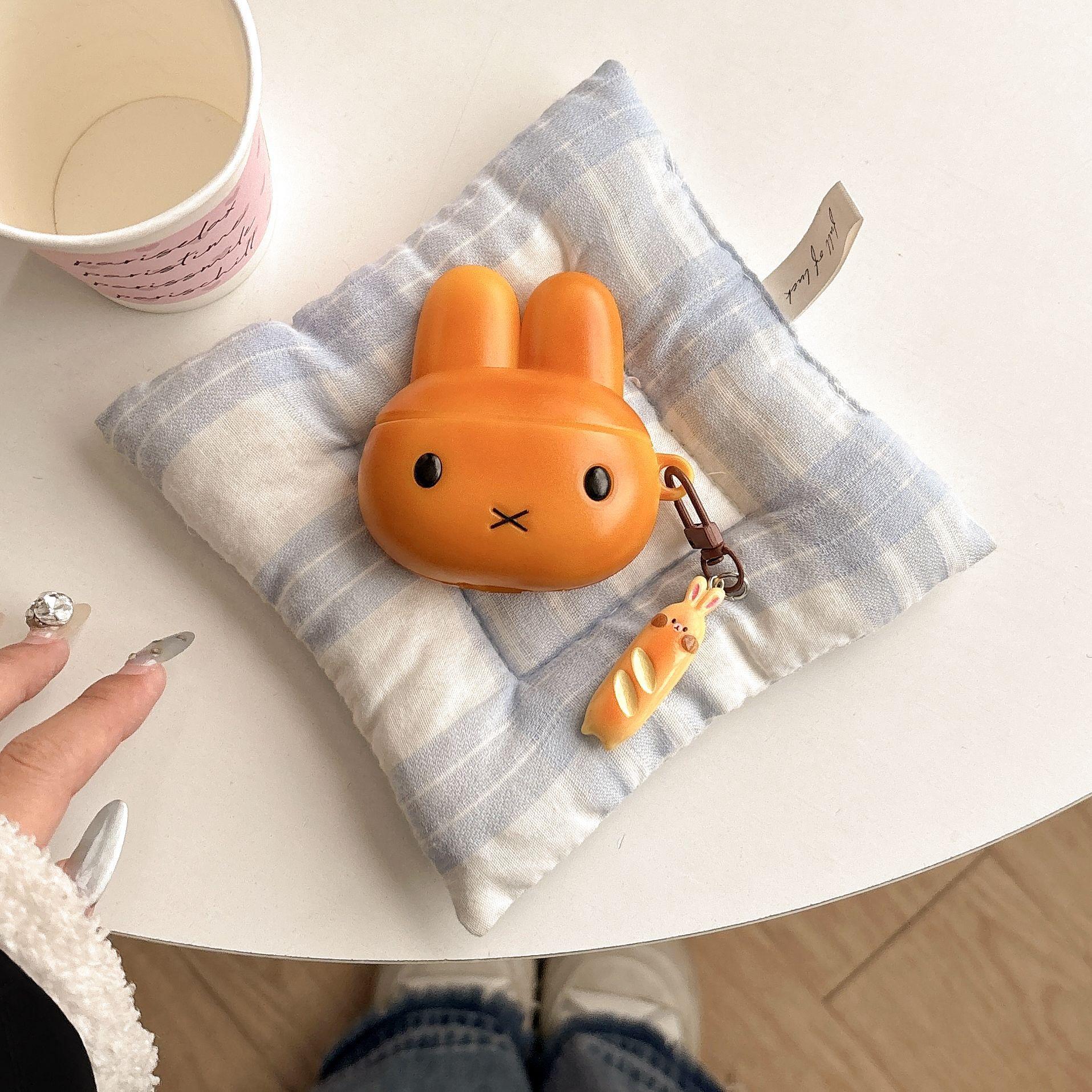 1 piece of bread rabbit earphone case,Cute wireless Bluetooth earphone case, drop resistant, durable and stylish accessory, suitable for AirPods pro3/1/2/3/4/pro/pro2(Different models may have different shapes)