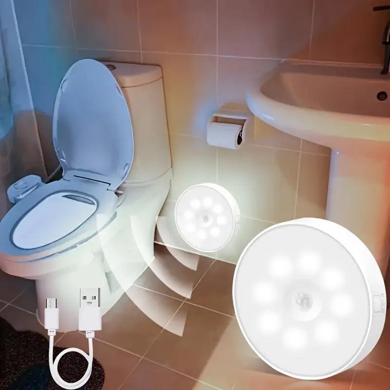 3/6pcs USB Round Motion Sensor Lights with Adjustable Brightness, Touch Control & Wall-Mountable Design - Rechargeable Battery-Powered Lighting for Toilets, Cabinets, Stairs, Corridors, Office Spaces