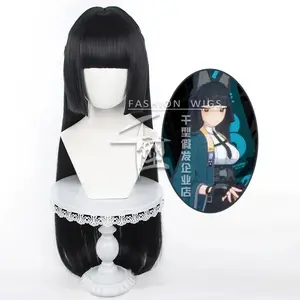 Hoshimi Miyabi Cosplay Wig Game Zenless Zone Zero Long Black Heat Resistant Synthetic Hair Anime Party Wigs