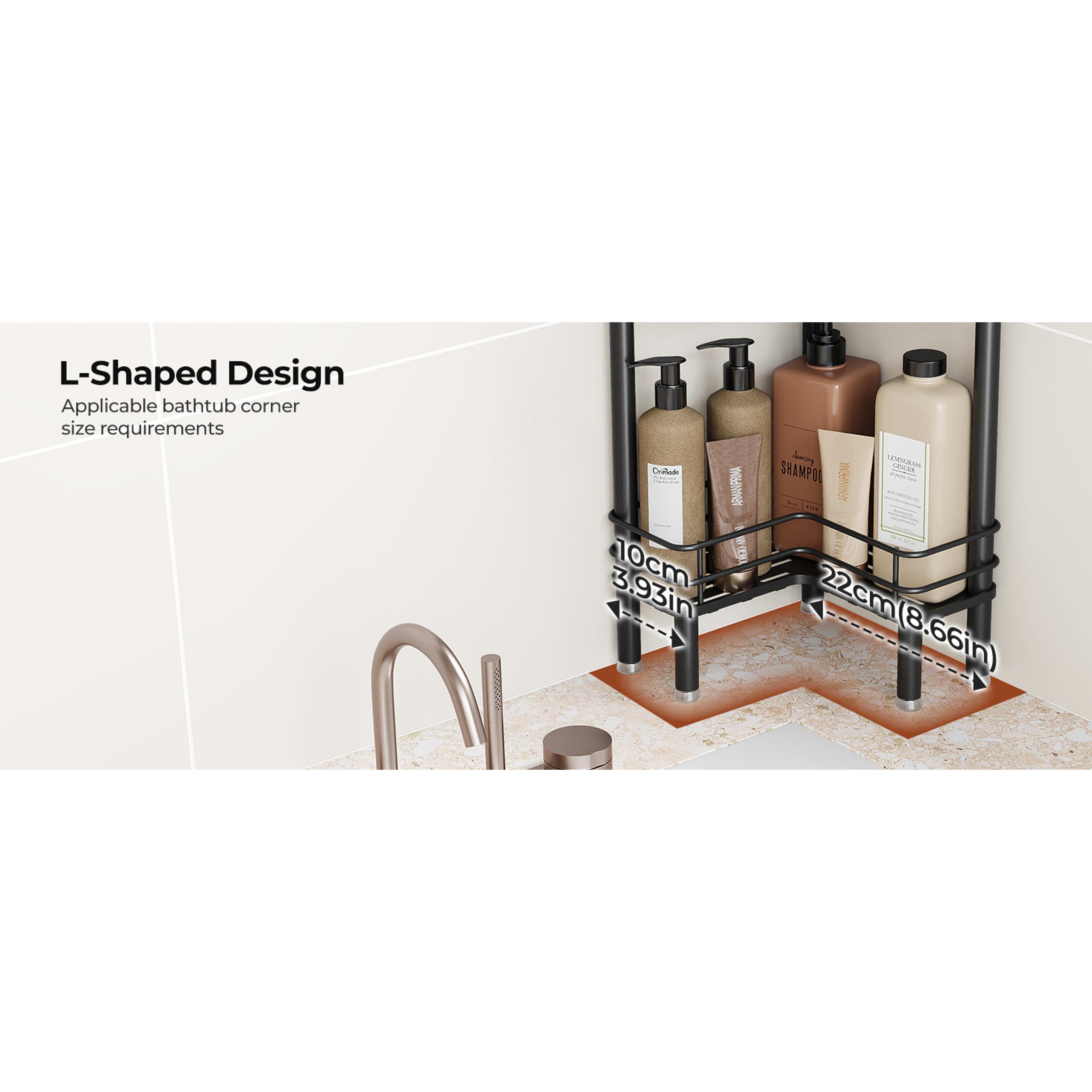Rustproof 3 Tier Floor Standing Corner Shower Caddy Organizer with Toothbrush Holder, Large Spacing Floor Shower Shelf Rack Storage Stands with Hooks for Bathroom Kitchen, Black Rustproof 3 Tier Floor Standing Corner Shower Caddy Organizer with Toothbrush Holder, Large Spacing Floor Shower Shelf Rack Storage Stands with Hooks for Bathroom Kitchen, Black