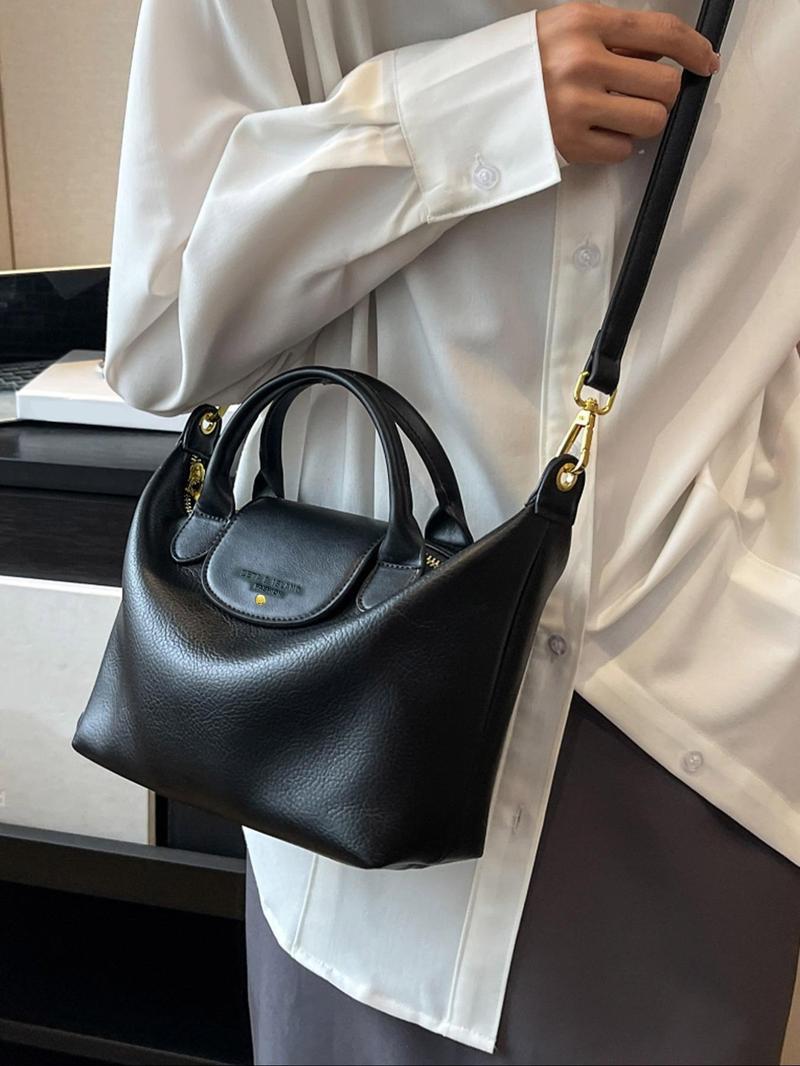 Women's Elegant Solid Color Handbag, Fashionable PU Leather Zipper Shoulder Bag for Daily Use, 2025 Fall & Winter Trendy High-quality Commuting Bag, Versatile PU Tote Satchel, Commuter Bag