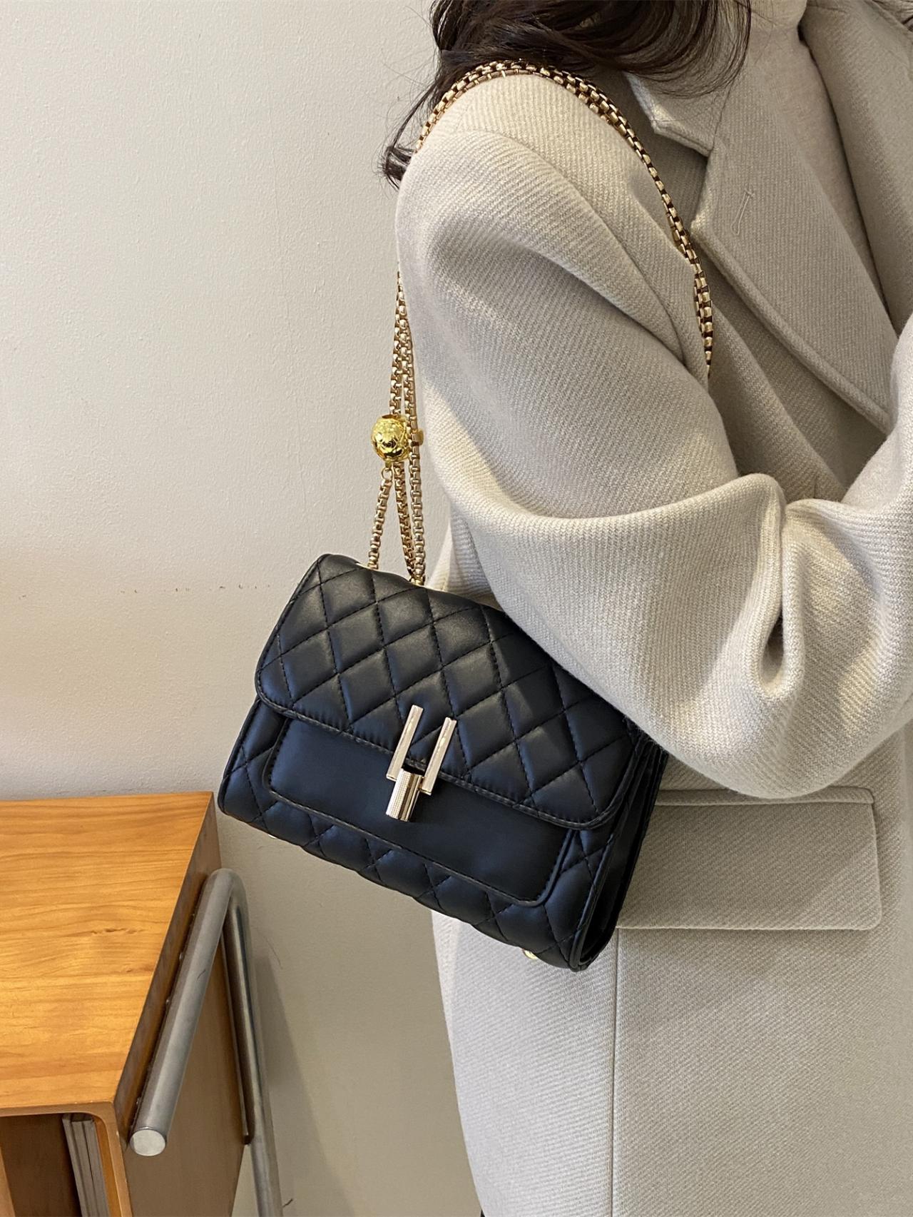 New Simple Crossbody Shoulder Bag, Large Capacity Plaid Design, Elegant Commuter Bag, All Seasons Casual Style, Adjustable Strap
