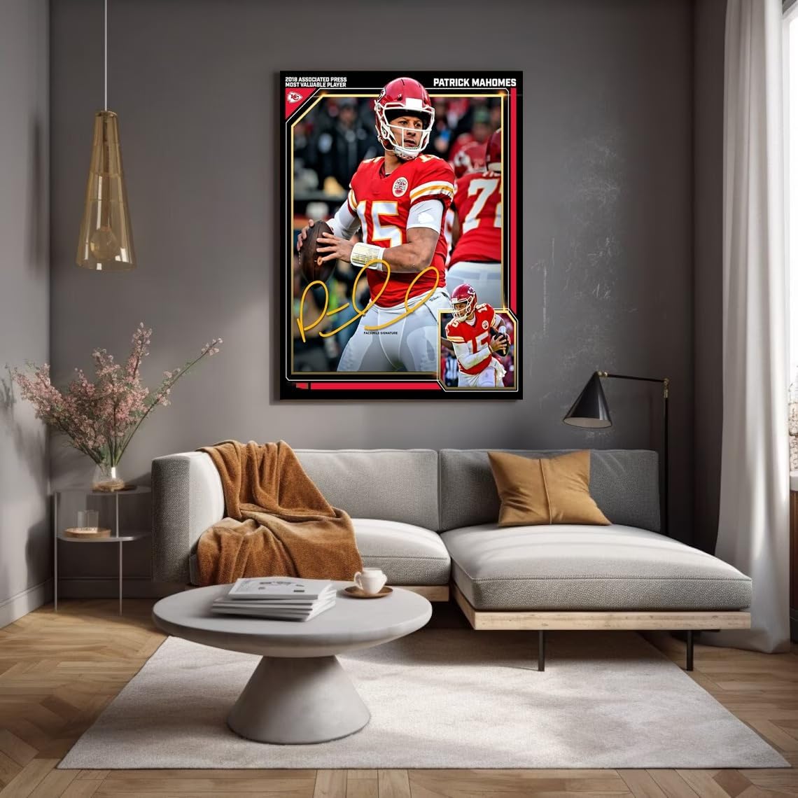 1pc Mahomes 15 Football Player Portrait, Vibrant Impact Design, Fan Ideal Gift, Multifunctional Decoration, Suitable for Any Space