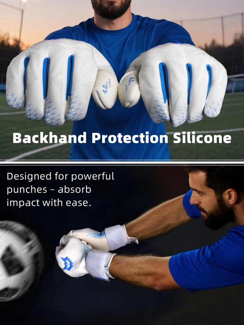 WVVOU Soccer Goalie Gloves for Adults and Youth, Professional Goalkeeper Gloves, Breathable Soccer Gloves, High Performance Guantes De Portero with 4+3mm Sticky Super Grip Latex Palm，Breathable,Professional,Soccer,Goalie,Gloves Football Equipment