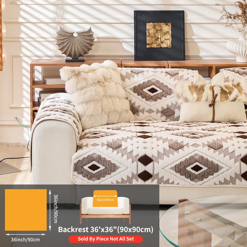 Plush Anti-Slip Dustproof Cat Scratch Sofa Cushion Cover, Reusable All-Purpose Winter Mat, Warm Plaid Design, Sofa Couch Protector, Home Decor, Sofa Slipcover