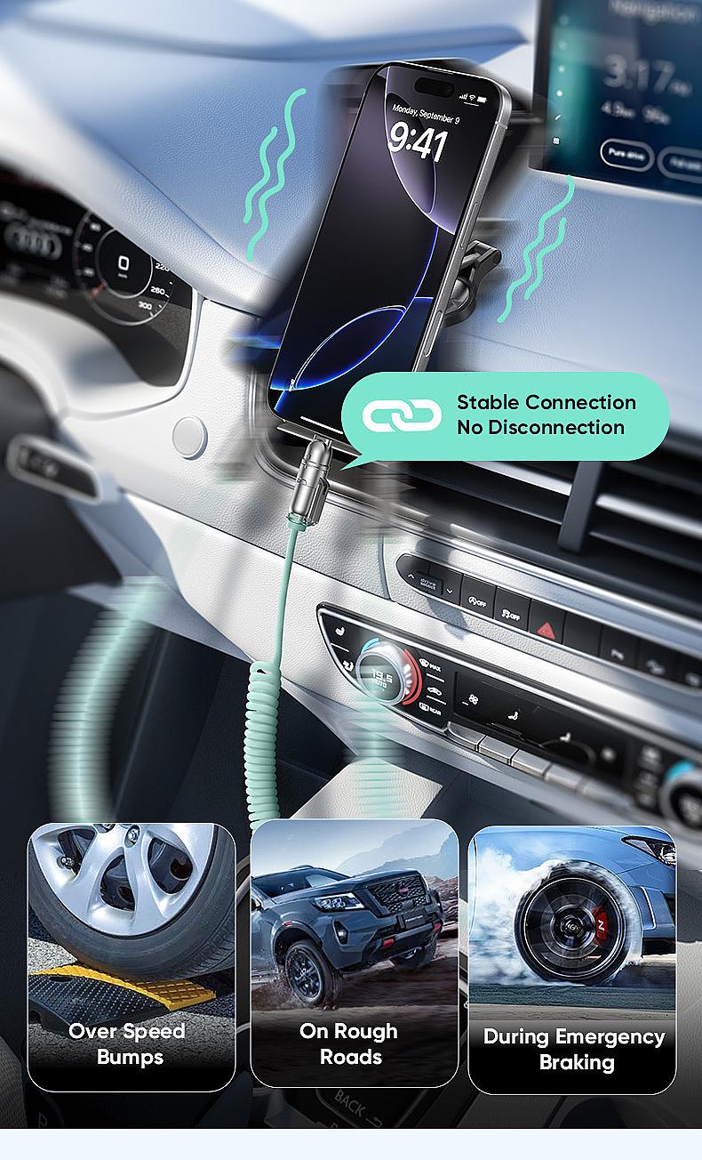 NEW - MAGIC JOHN Aromatherapy 4-in-1 Coiled Universal USB Charger Cable ️240W Fast Charging & Data Sync for iPhone & Android, Build-in fragrant, Retractable CarPlay Cord