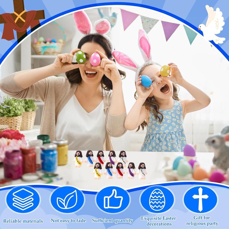 60pcs Mini Jesus Figures Jesus Love You Mini Rubber Toys to Hide and Seek Religious Party Favors Sunday School Baptism Gifts(Lively Colors)