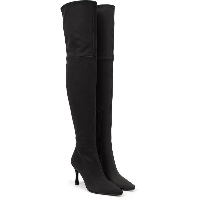 Coutgo Womens Over the Knee High Boots Kitten Heel Zip Thigh High Boots