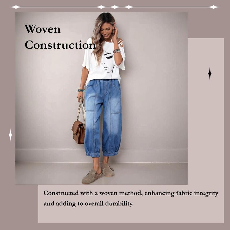 Women's Plaid Loose-Fit Denim Jeans, Casual All-Seasons Comfortable Design, Perfect for Daily Wear & Outdoor Activities